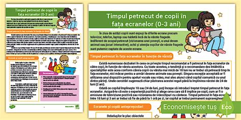 Infografic despre impactul timpului petrecut în fața ecranelor asupra dezvoltării copiilor