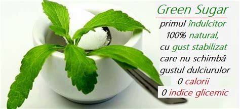 Imagine infografic despre Green Sugar ca îndulcitor natural din Stevia și Eritritol