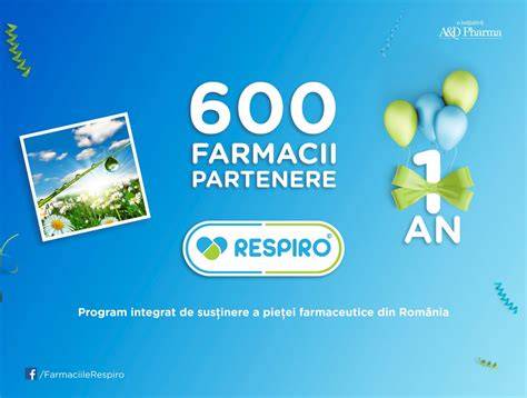 Hartă a rețelei de farmacii Respiro participante în România
