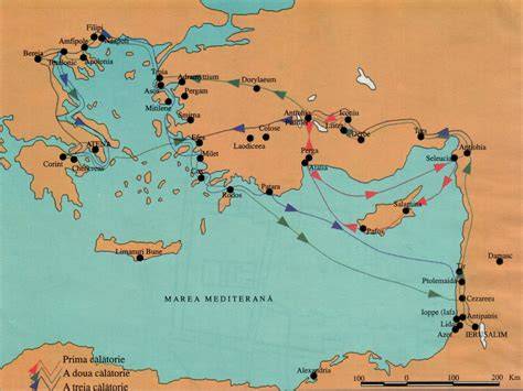Harta rutelor misionare ale Sfântului Filip în Asia Mică, Grecia și Siria
