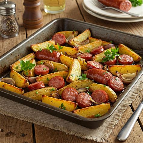 Cârnați așezați în tavă cu apă