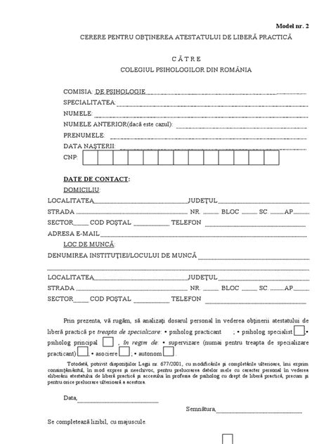 Formular cerere atestat asistent maternal