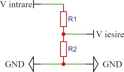 Diagrama unui divizor de tensiune rezistiv simplu
