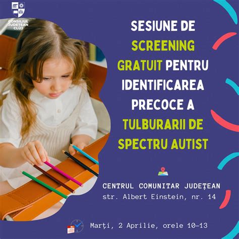 Infografic despre tulburările de spectru autist și etapele evaluării la copii