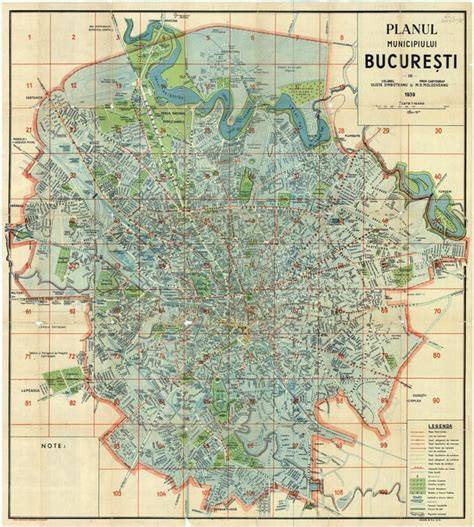 Harta Bucureștiului anilor 1940-1950 cu străzile Brezoianu, Republicii, Șos. București, 1 Mai, Colentina