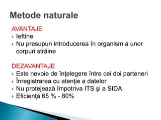 Comparație între diferite metode contraceptive