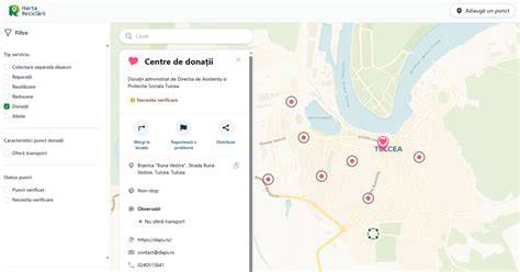 Harta punctelor de colectare pentru haine și donații