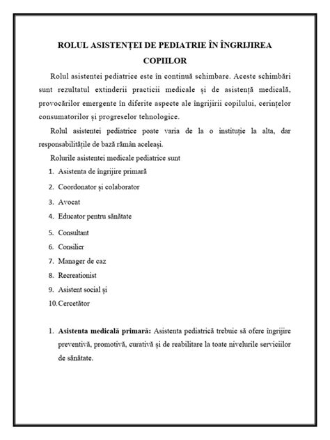 Infografic: Rolul consultatiei pediatrice si fluxul de ingrijire