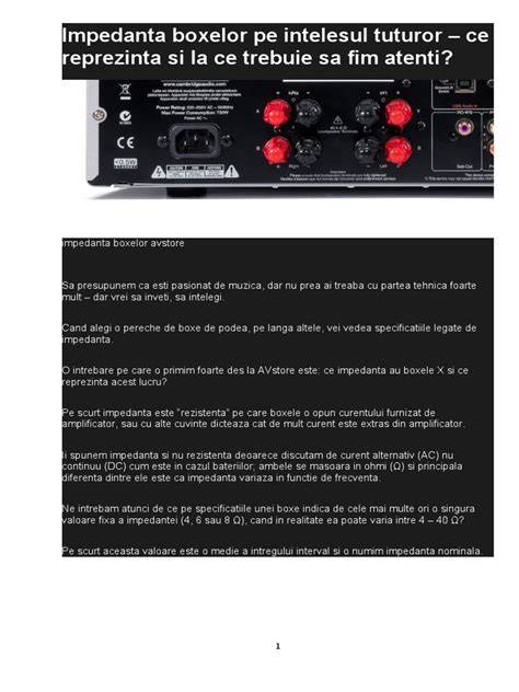Diagrama analogică: impedanța boxelor vs. puterea amplificatorului