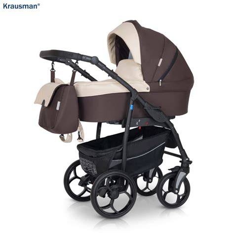Imagine arată landoul Krausman Combo Max în nuanța Dark Grey, cu detalii despre materiale și mecanismele de pliere.