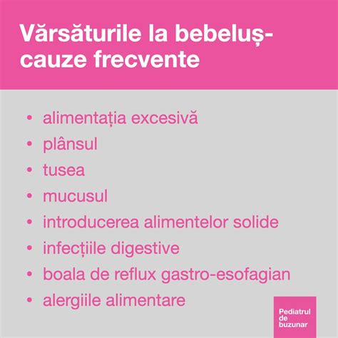 Diagramă comparativă: Regurgitare vs. Vărsătură la bebeluși