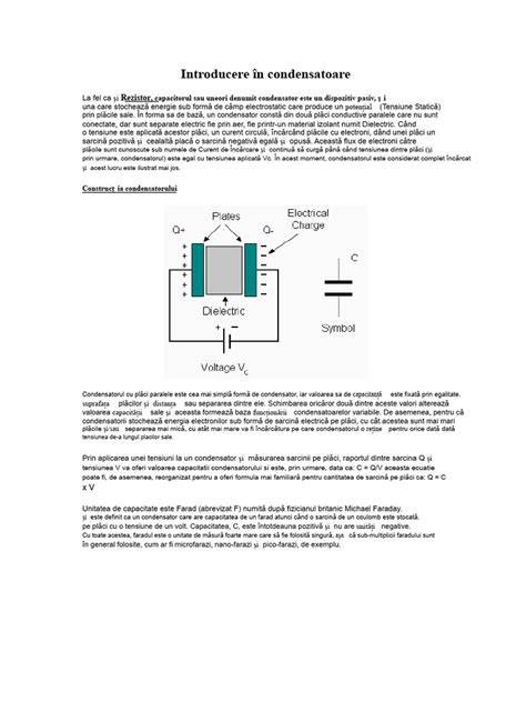 Diagramă a unui condensator cu plăci paralele