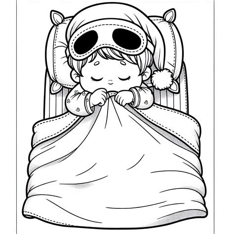 Copil fericit dormind într-un sac de dormit colorat