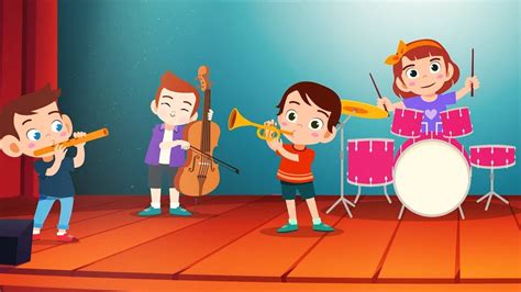 Copii care cântă la diverse instrumente muzicale