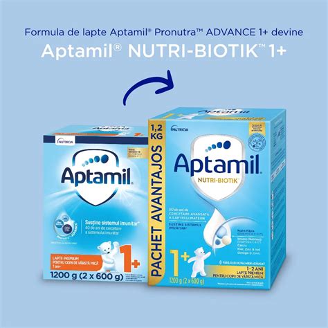 Informații nutriționale pe ambalajul Aptamil Nutri-Biotik 1+