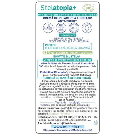 Infografic: Compoziția Stelatopia și mecanismul de refacere a barierei cutanate