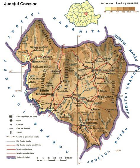 Hartă a traseelor turistice din zona Covasna
