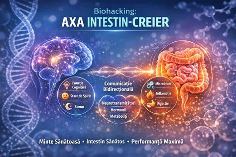 Imagine infografic axa intestin-creier si rolul nutrienților în dezvoltarea cerebrală