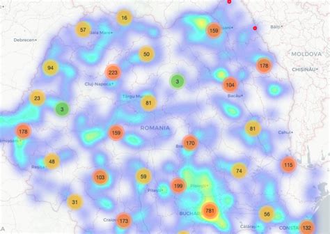 Harta distribuției difuzării pieselor românești pe platforme muzicale