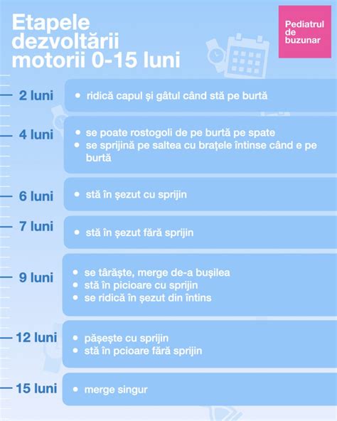 Infografic cu etapele dezvoltării unui copil