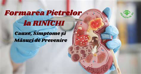 Schema explicativă a procesului de formare a pietrelor la rinichi și a mecanismului de colică