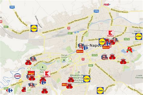 Hartă ilustrativă a magazinelor partenere din Cluj-Napoca