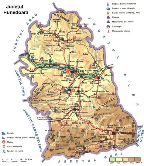Hartă montană a județului Hunedoara