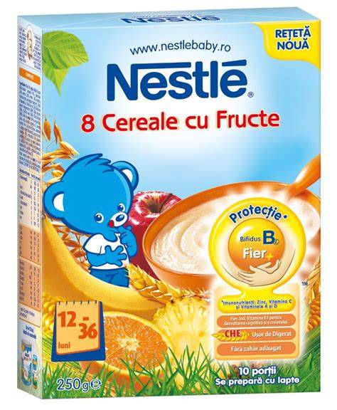 Imagine sugerată: diagramă a modului de preparare pas cu pas al cerealelor Nestlé pentru sugari.