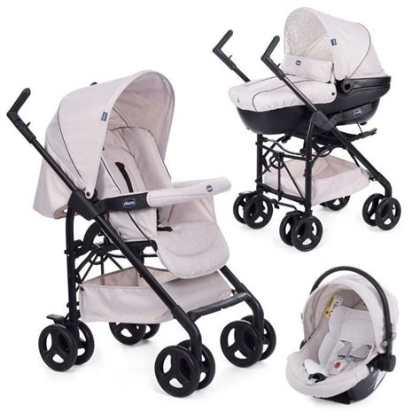 Infographic: Configurația 3 în 1 Chicco Trio Sprint (landou + scaun auto + carucior) cu atașări și accesorii