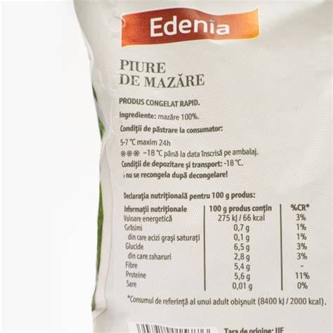 Logo Edenia și reprezentare produs piure de mazăre