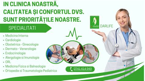 Infografic privind fluxul de servicii medicale din Centrul Medical Darlife Lugoj