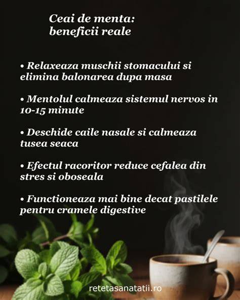 Infografic: Componentele si beneficiile ceaiului de menta