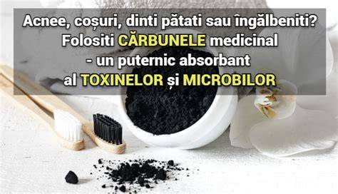 Infografic despre funcționarea carbunelui activ și filtrarea toxinelor