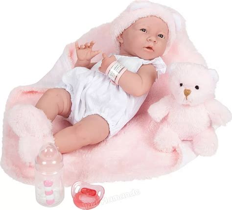 Figura papusa bebelusa Rosa cu accesorii pentru somn