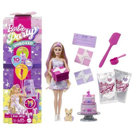 Imagine cu Barbie Party Unboxed si pachetele sale surprize