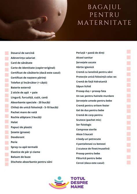 Infografic: Lista esențială bagaj maternitate pentru cezariană
