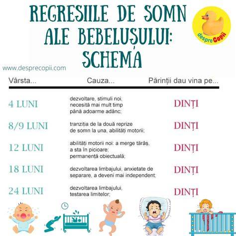 Infografic - Regresia somnului la copii: perioade și strategii