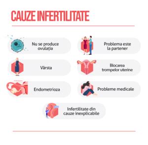 Infografic cu cauzele infertilității la femei și bărbați