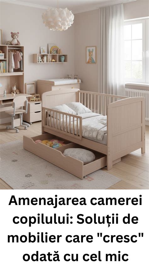 Infografic cu fluxul amenajarii camerei bebelusului: zone, mobilier, siguranta