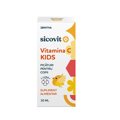 pipeta si flacon cu picaturi vitamina C pentru copii