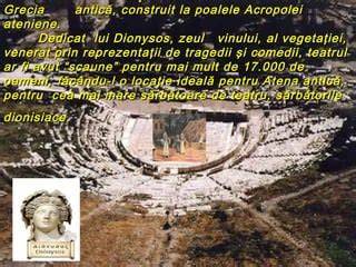 Imagine: Dionysos în teatrul antic - vas ceramic vechi