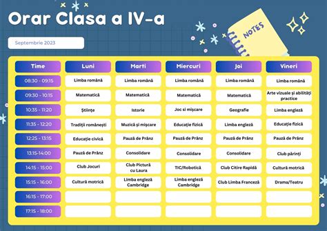 program de clase și orar