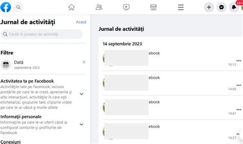 Jurnal de activități Facebook