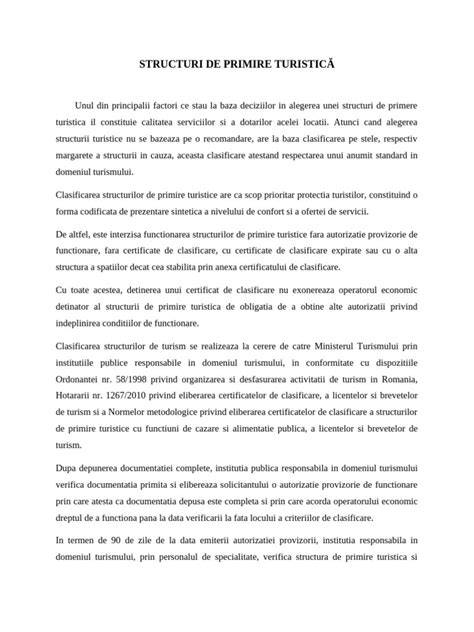 Schema clasificare structuri de primire turistice