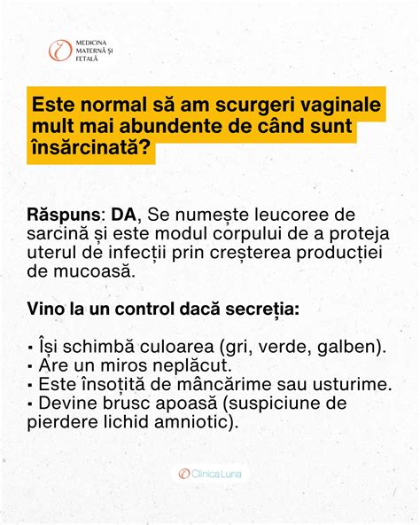Infografic - Modul în care scurgerile vaginale se modifică pe trimestre, cu semne de alarmă și principii de igienă