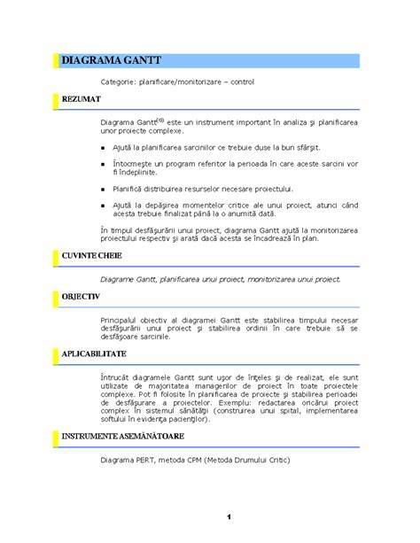 Diagrama Gantt ilustrativă pentru planificarea proiectelor
