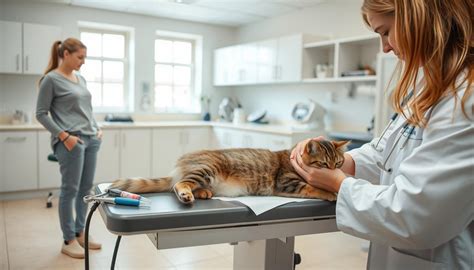 Ilustrație cu o pisică la un control veterinar