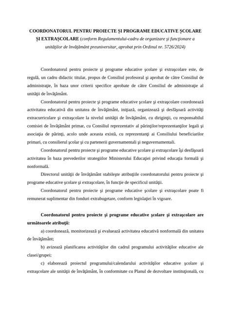 Diagrama flux atribuții coordonator proiecte educative