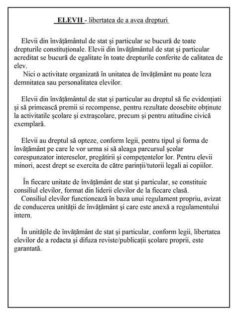 Infografic: Drepturi și obligații ale elevilor