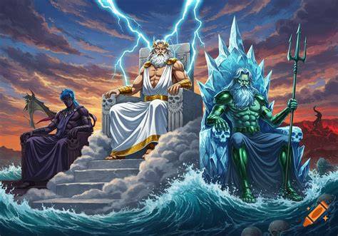 Diagramă a regatelor indicatoriale: Zeus, Poseidon, Hades